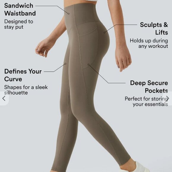 NWT Brown HALARA UltraSculpt SoCinched High Waisted Tummy Control Leggings 3X - Picture 5 of 11